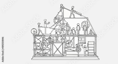Complex Mechanical Device with Figures.