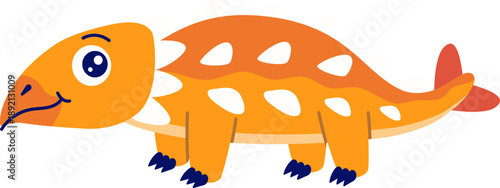 Cute Baby Ankylosaurus Dino Cartoon Animal with Orange Spikes