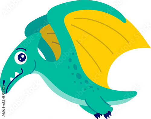 Cute Baby Pteranodon Dinosaur Cartoon Animal Character