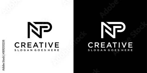 NP or PN initial letter logo design vector