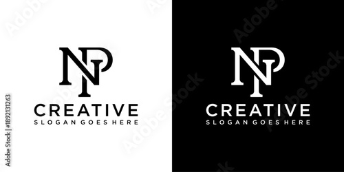 NP or PN initial letter logo design vector