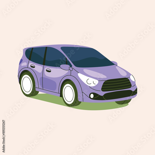 A Modern Lilac Hatchback Car with Sleek Design, Ready for Your Next Adventure on the Road