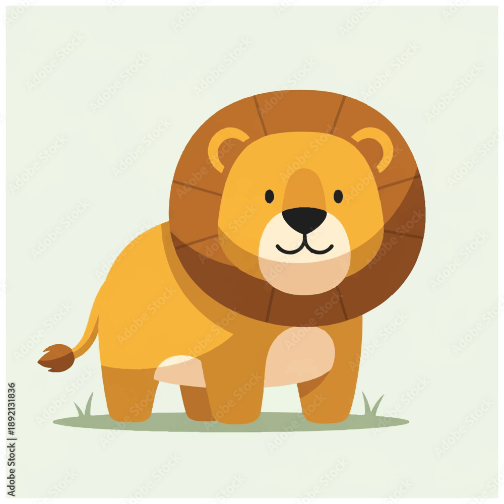 Obraz premium Cartoon Lion Standing on Grassy Ground.