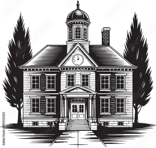 Historic mansion with clock tower