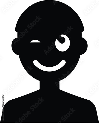 winking face eye closed smile silhouette vector illustration on transparent background