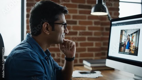 Wallpaper Mural Man working on computer in modern office. Torontodigital.ca