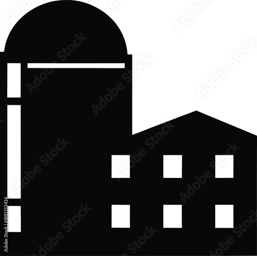 silo tower grain storage silhouette vector illustration on transparent background