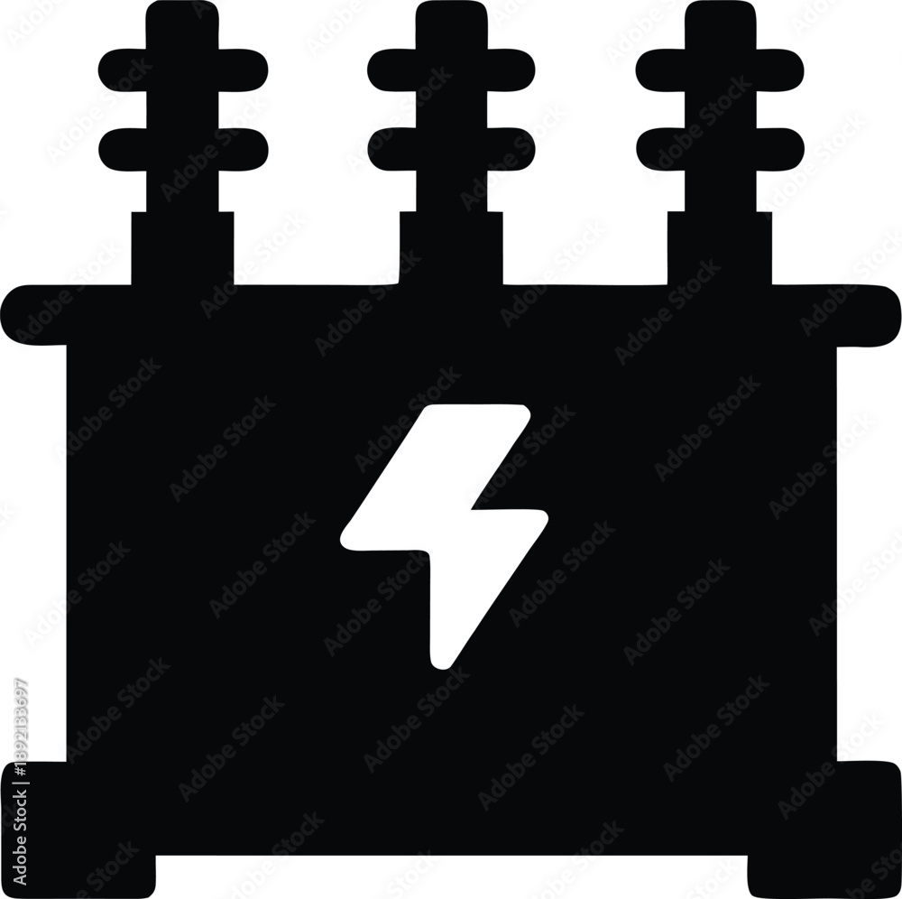 Fototapeta premium power substation transformer silhouette vector illustration on transparent background
