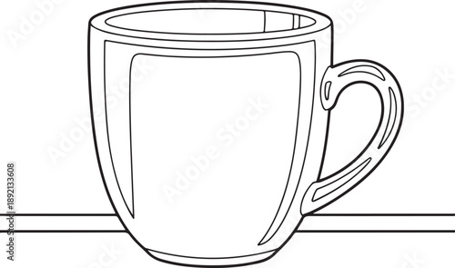 Clean outline illustration of a modern coffee mug, ideal for beverage or cafe related designs. , Generative Ai