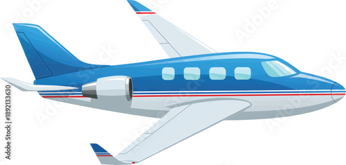 Modern Blue and White Jet Airplane Illustration