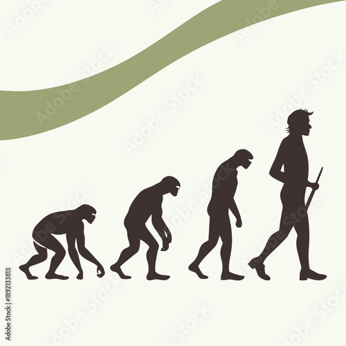 Human evolution silhouettes from ape to upright walking 1