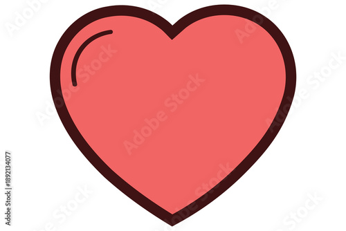 A simple pink heart with a black outline on a white background