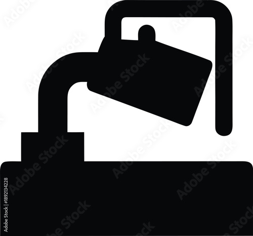 molten metal pour stream silhouette vector illustration on transparent background