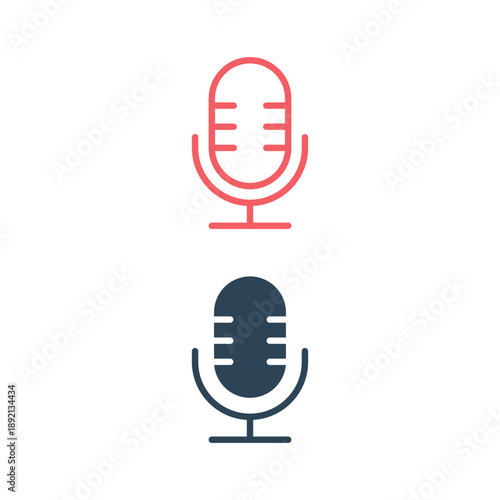 Microphone icons set isolated vector illustration.