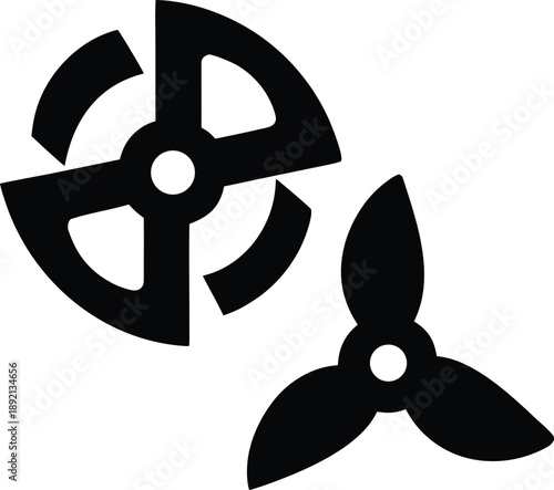industrial fan blades silhouette vector illustration on transparent background