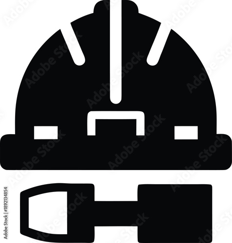hard hat with tool belt silhouette vector illustration on transparent background