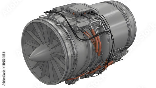 Jet Turbine Engine Realistic Low Light Render Industrial Technology Concept