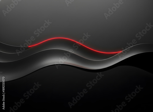 Abstract digital landscape with red line