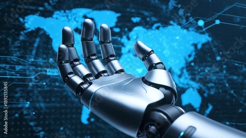 Wallpaper Mural Robot Hand Reaching Out with Global Network. Torontodigital.ca
