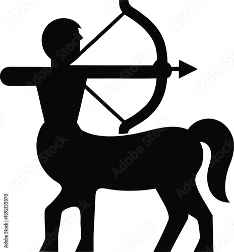 centaur archer bow silhouette vector illustration on transparent background