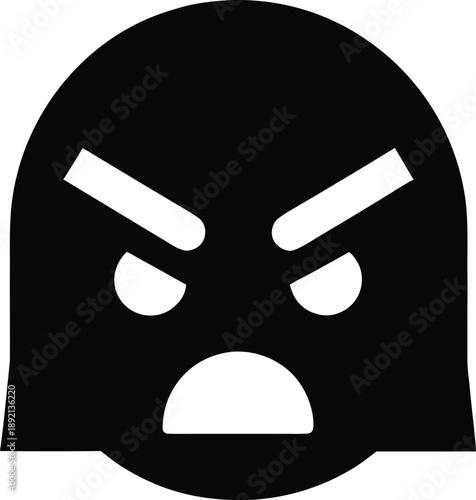 angry face furrowed brow silhouette vector illustration on transparent background