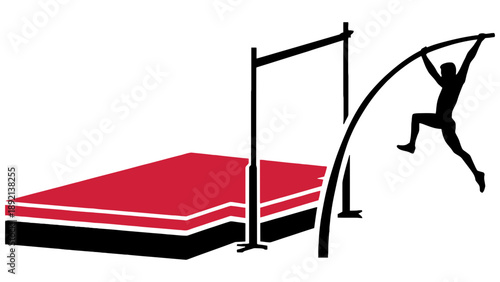 A black silhouette of a man participating in a high jump event