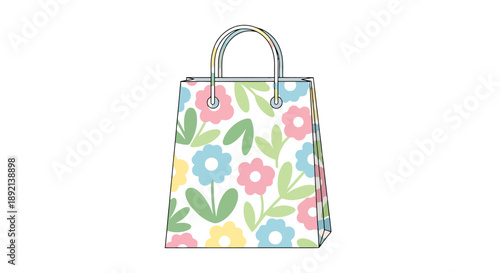 Charming floral pattern shopping bag with rounded handles perfect for carrying purchases and everyday errands with a touch of springtime style