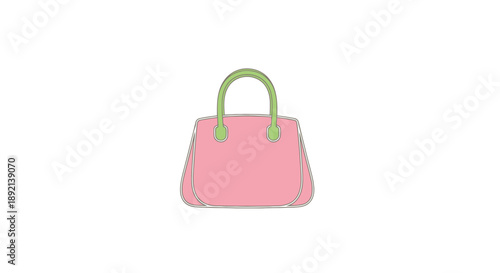 Elegant pink handbag with light green handles on a clean white background perfect for fashion retail and accessory marketing