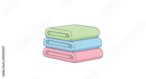 Stack of Folded Soft Fabric Towels in Pastel Colors for Cozy Home Relaxation and Spa Comfort