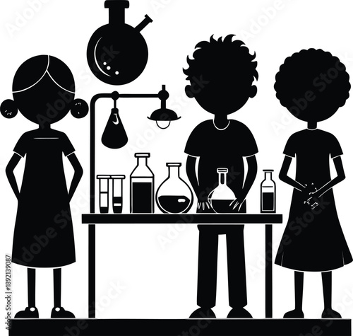Children conducting a science experiment in a laboratory