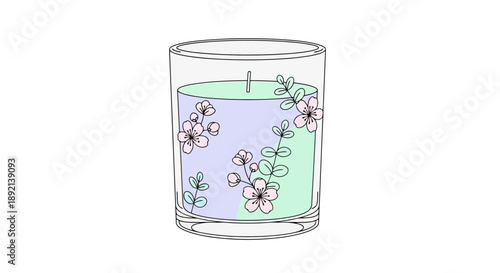 Decorative Glass Candle Scented With Floral Pattern For Home Ambiance and Relaxation Scents With Beautiful Subtle Colors