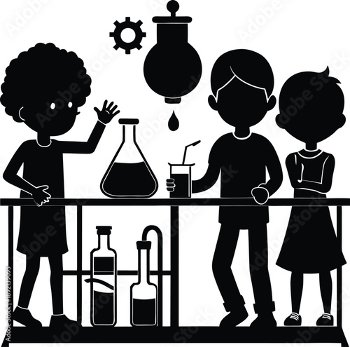 Children conducting an experiment in a science lab