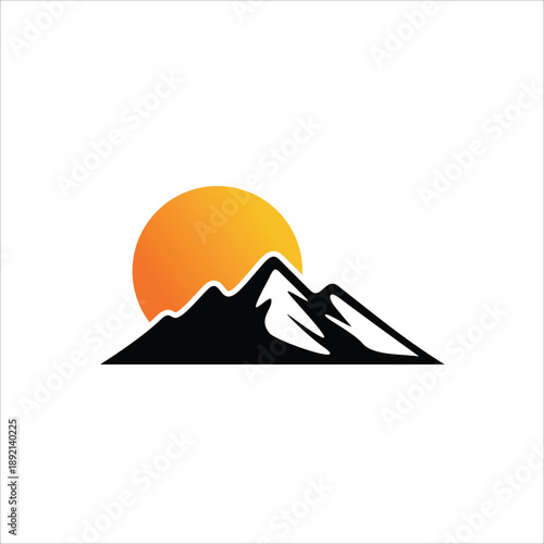 mountain sunset logo vector
