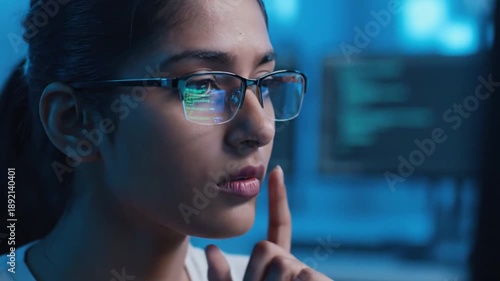 Wallpaper Mural Young Woman Working on Computer at Night. Torontodigital.ca