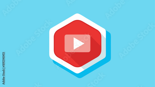 Modern hexagonal youtube play button icon
