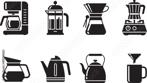 Black and white coffee maker and kettle coffee machine espresso machine French press
