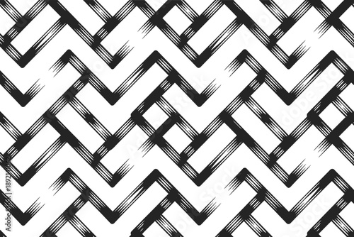 Intricate black and white zigzag pattern creating a textured repetitive geometric design