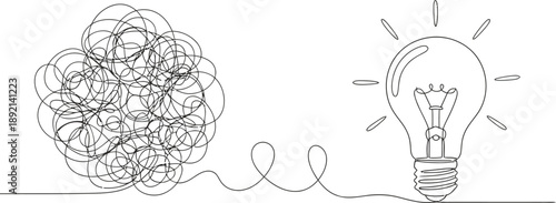 From Confusion to Idea Concept Minimal Line Art Illustration