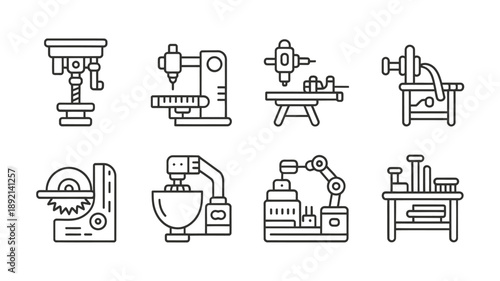 Line art illustration of various laboratory equipment and scientific instruments