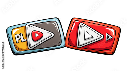 Play and pause video controls icon set