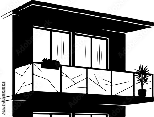 Balcony silhouette vector illustration