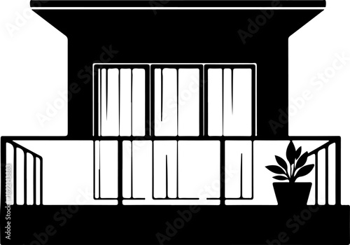 Balcony silhouette vector illustration