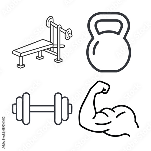 Fitness and exercise equipment illustration