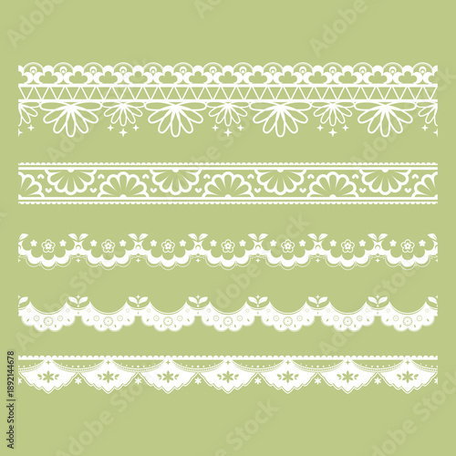 Decorative border lines in flower and star shapes, a cute vector line art set for greeting cards, invitation cards, and picture frames.