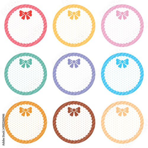 可愛いリボンがついたサークルフレームセット