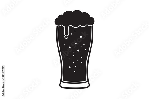 Full pint glass of frothy foamy beer beverage drink lager ale refreshing bubbles