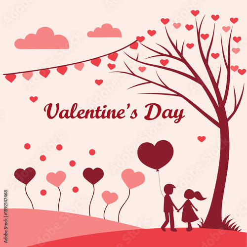 Happy Valentine's day concept background. Valentine's Day banner. Hearth shapes. Vector illustration.