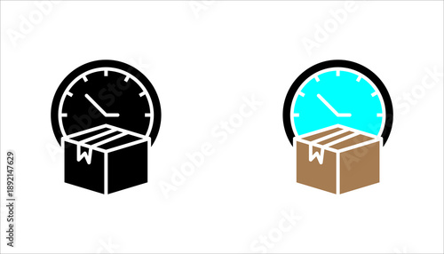 delivery, shipping, logistics, package, box, parcel, time, clock, deadline, schedule, tracking, shipment, courier, transportation, fast delivery, express, ecommerce, supply chain, distribution, icons