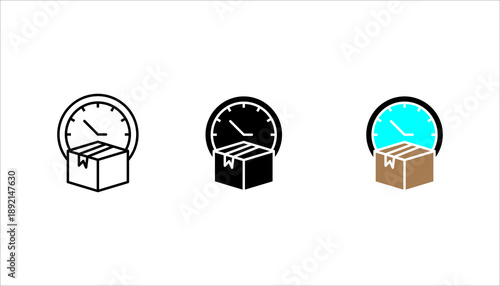 delivery, shipping, logistics, package, box, parcel, time, clock, deadline, schedule, tracking, shipment, courier, transportation, fast delivery, express, ecommerce, supply chain, distribution, icons