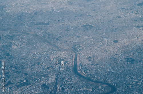 Sky view of the Bay Of Tokyo. 
Japan from above. 